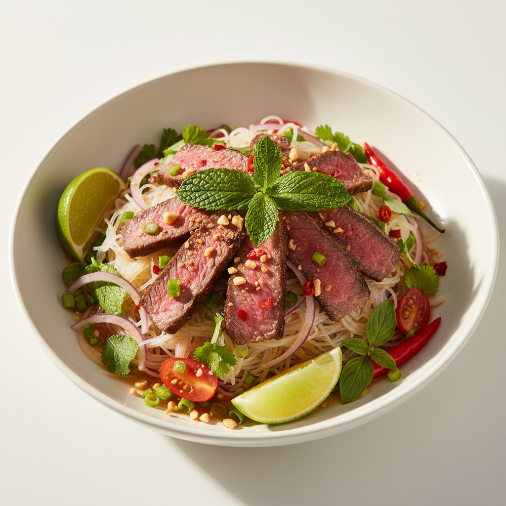 Thai beef salad with noodles