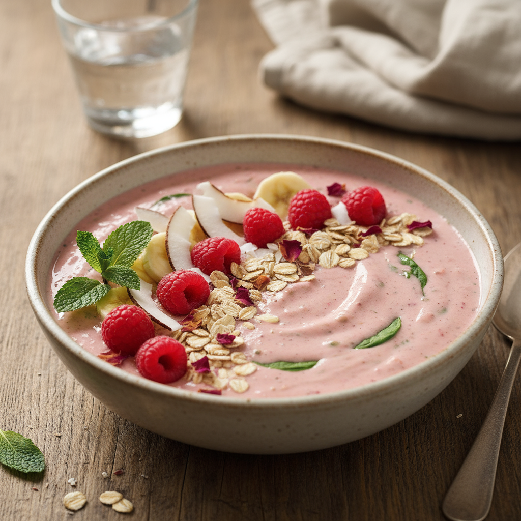 Raspberry and coconut smoothie bowl