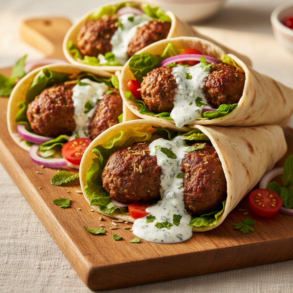 Pork kofta wraps