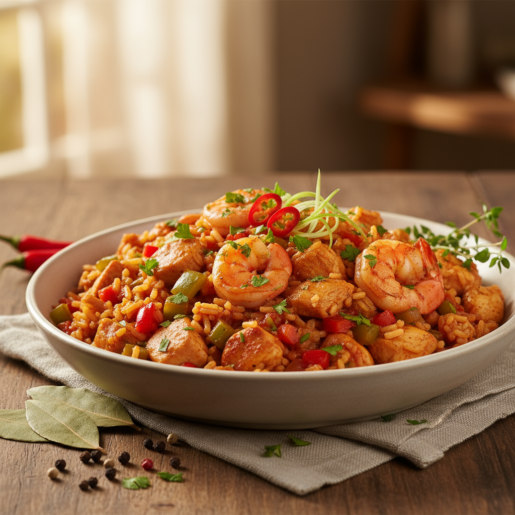 Chicken  and prawn jambalaya
