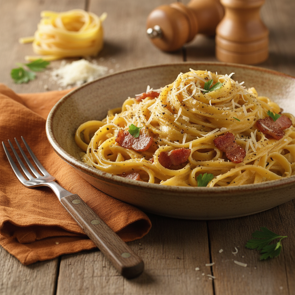 Simple fettucine carbonara