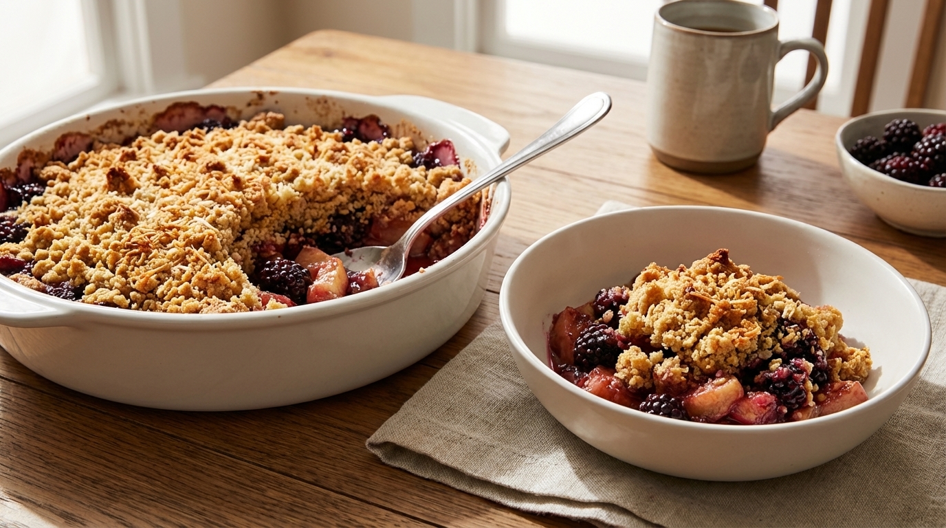 Apple and blackberry crumble