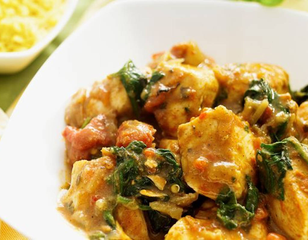 Chicken tomato spinach curry