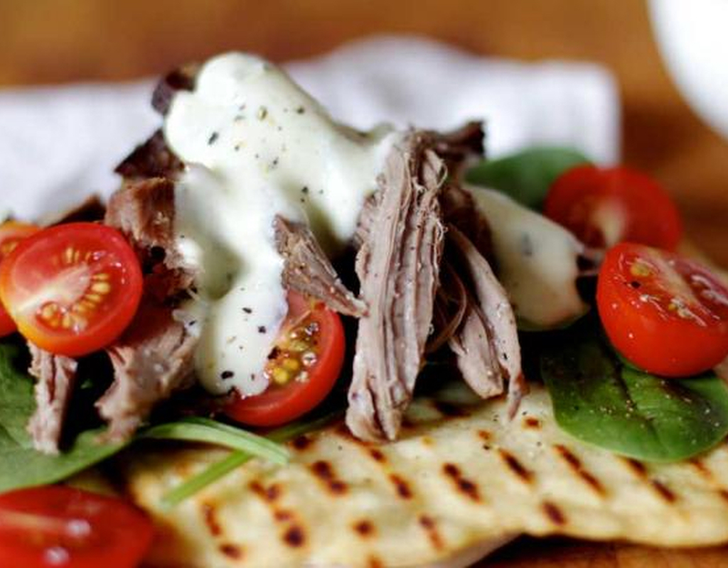 Leftover roast lamb flatbreads