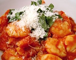 Homemade gnocchi with tomato basil sauce