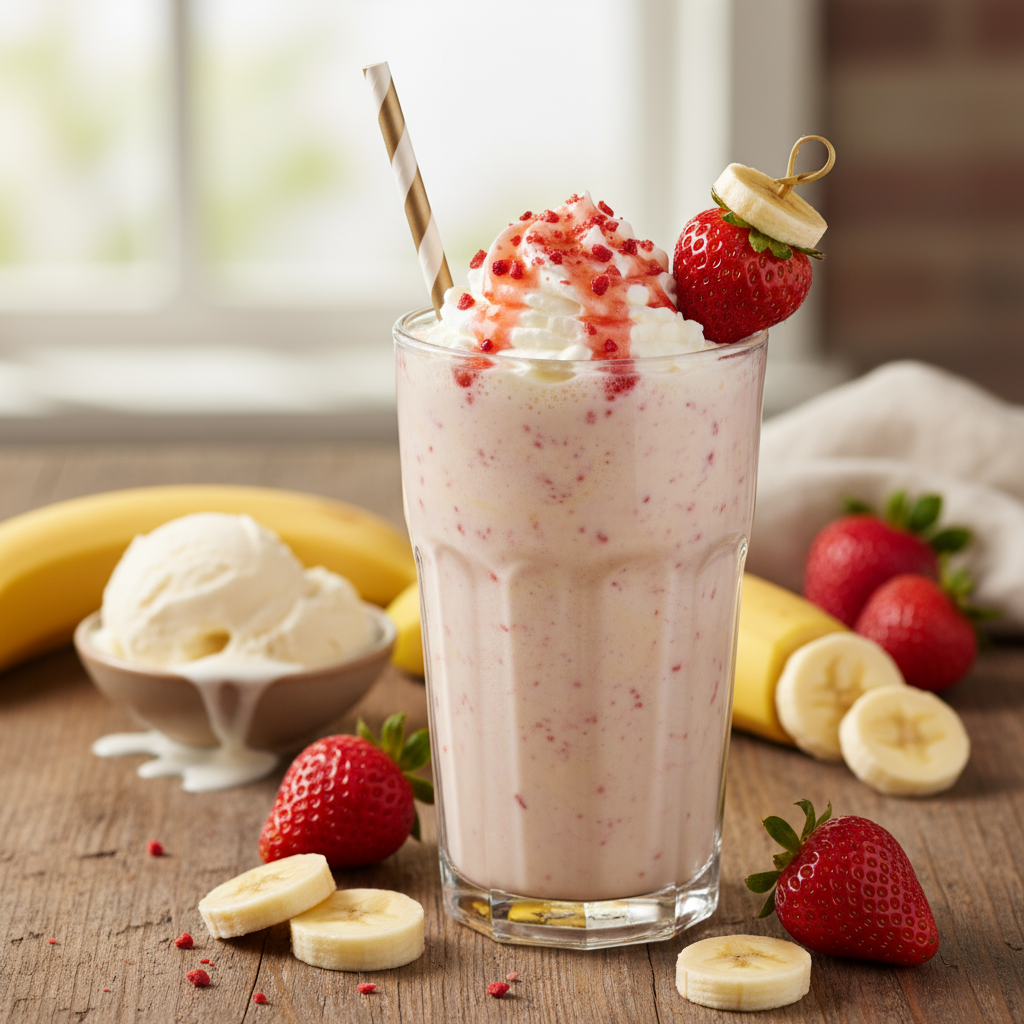 Strawberry banana milkshake