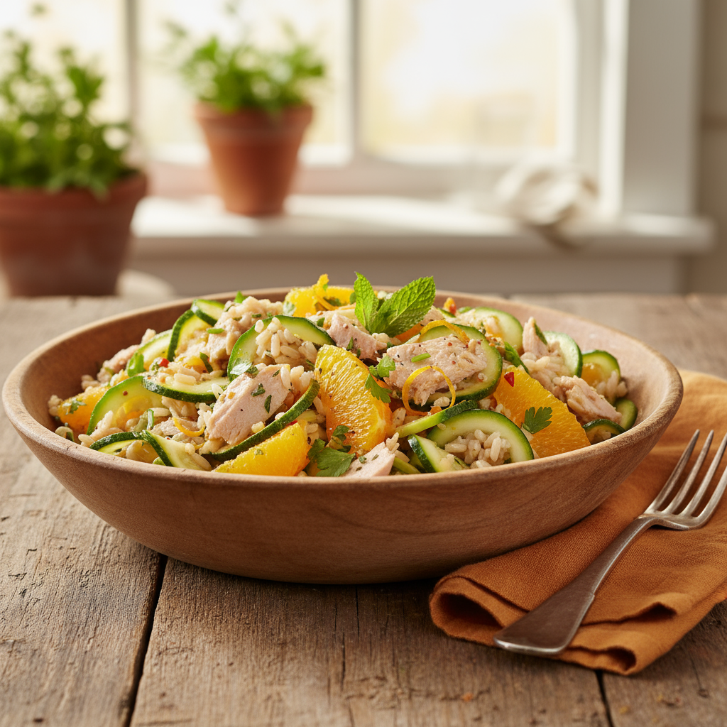 Zucchini, Tuna, Orange & Rice Salad