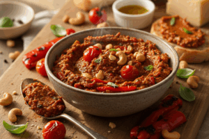 Roasted tomato, red pepper and cashew pesto