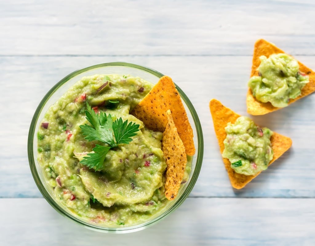Avocado salsa dip with corn chips