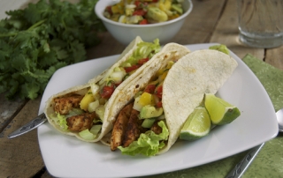 Chicken wraps with mango and avocado salsa