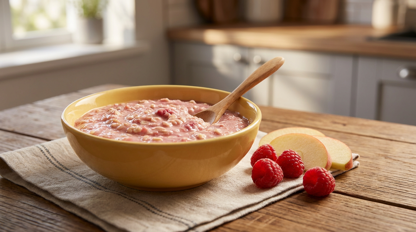 Apple and raspberry porridge