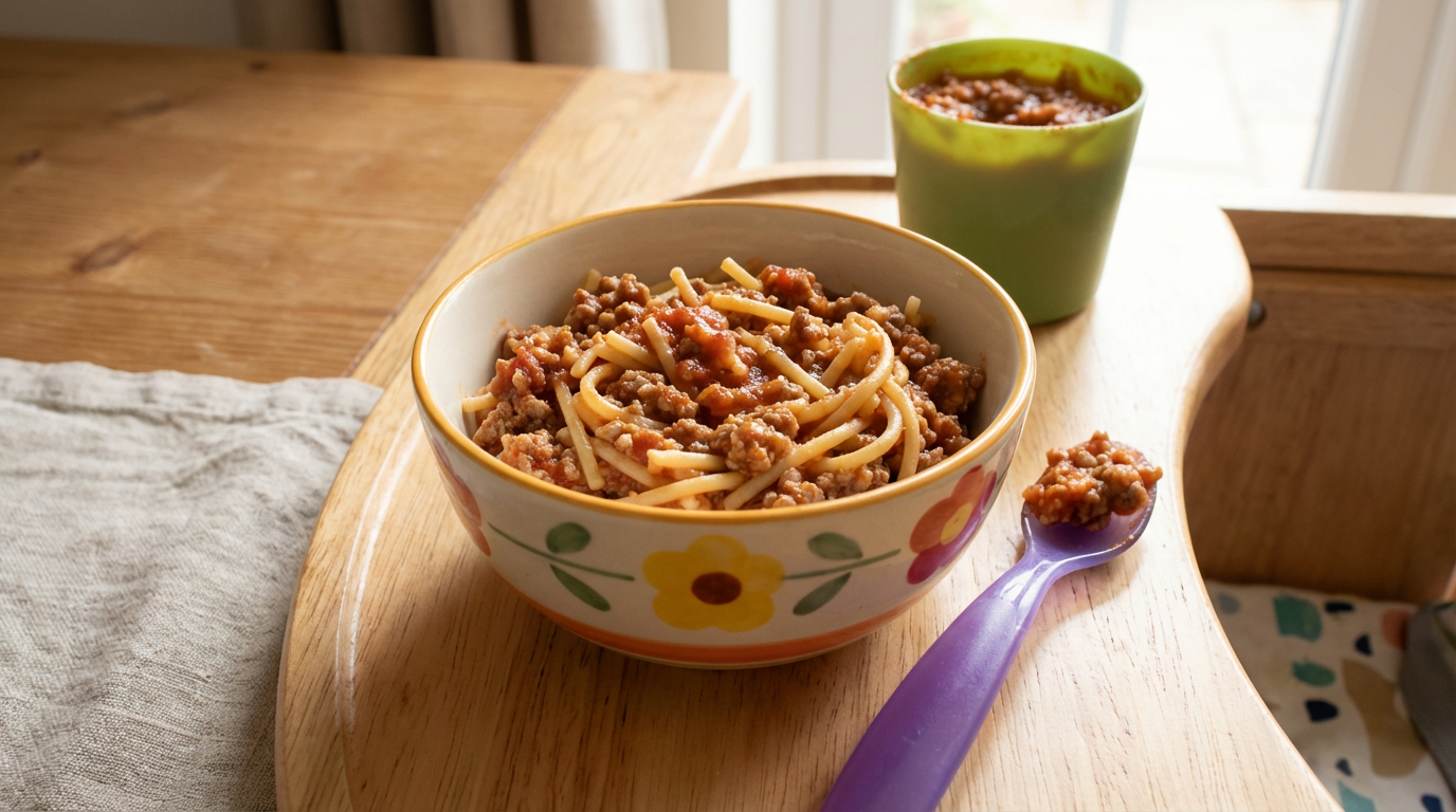 Baby spaghetti bolognaise