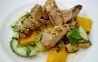 Chargrilled lamb and vegetables