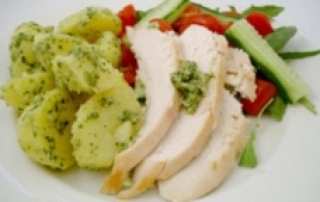 Chicken with pesto potatoes