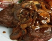 Sirloin steak with mushroom sauce