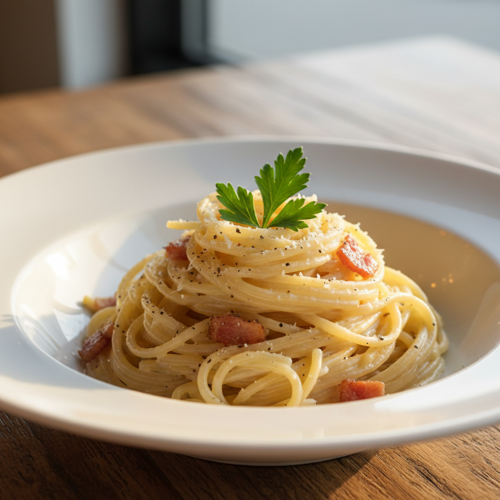 Light spaghetti carbonara