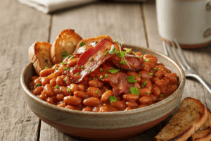 Slow cooker bacon baked beans