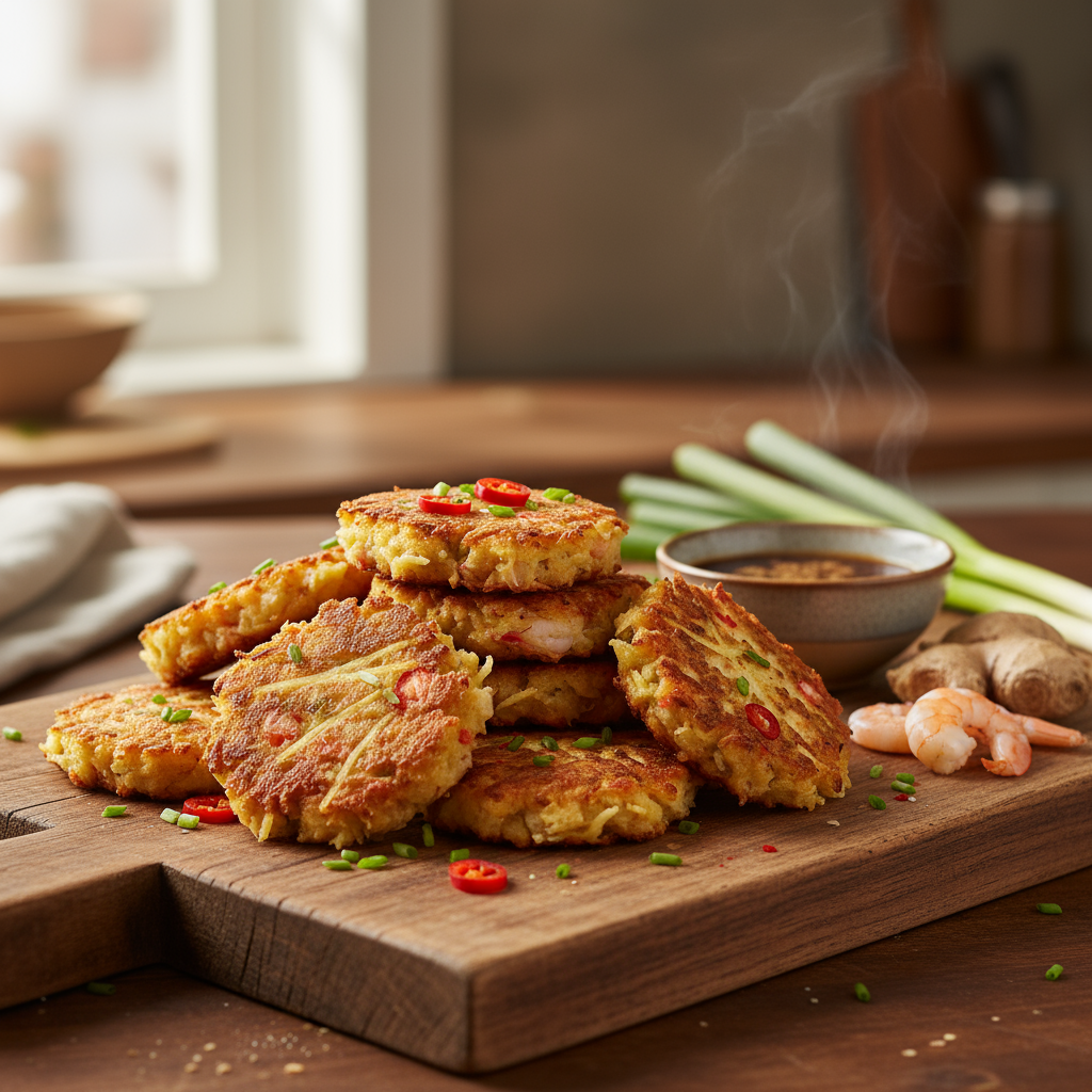 Prawn and ginger cakes