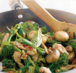 Chicken and asian greens stirfry