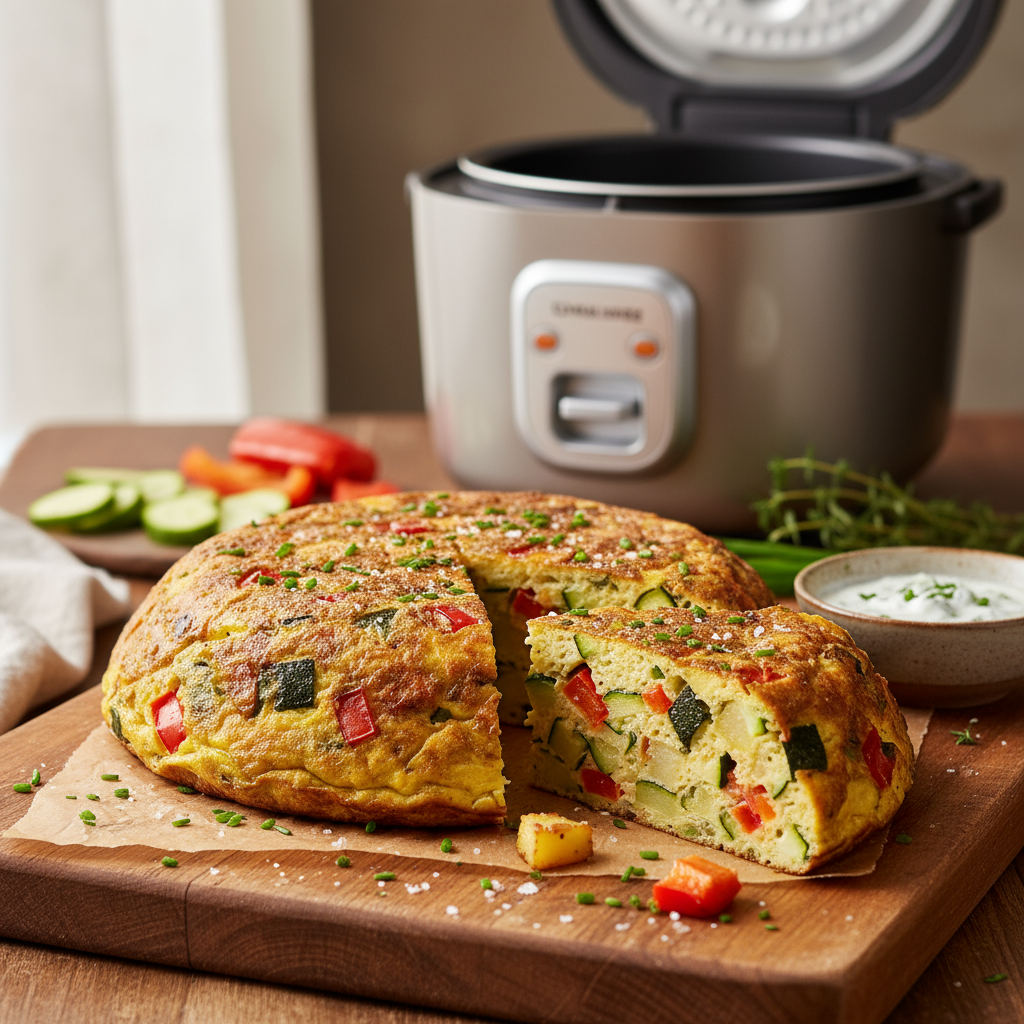 Rice cooker vegetable frittata