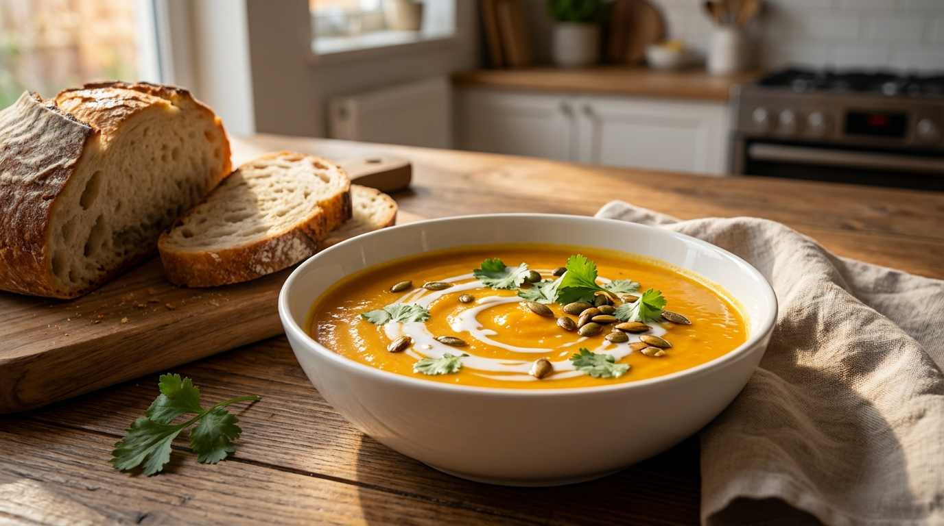 Carrot, sweet potato and coconut soup