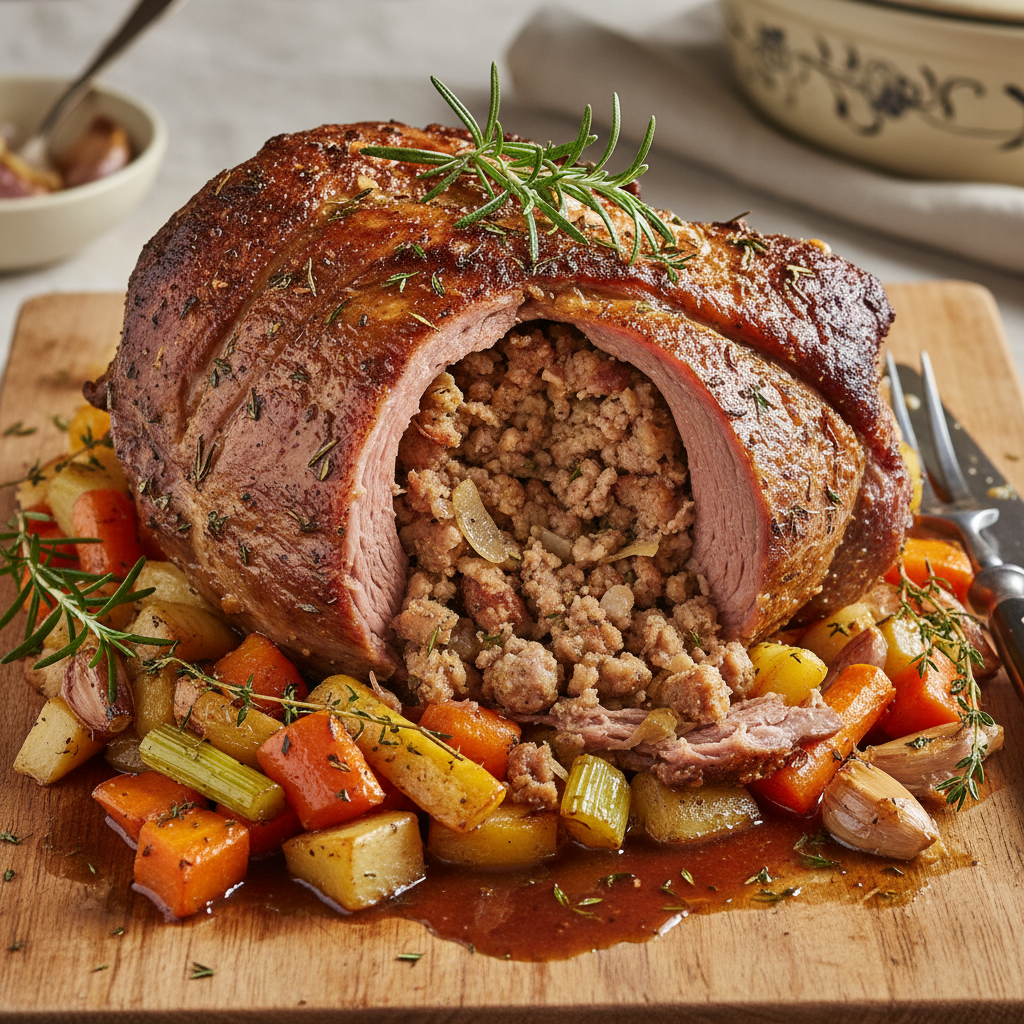 Slow cooker stuffed lamb shoulder