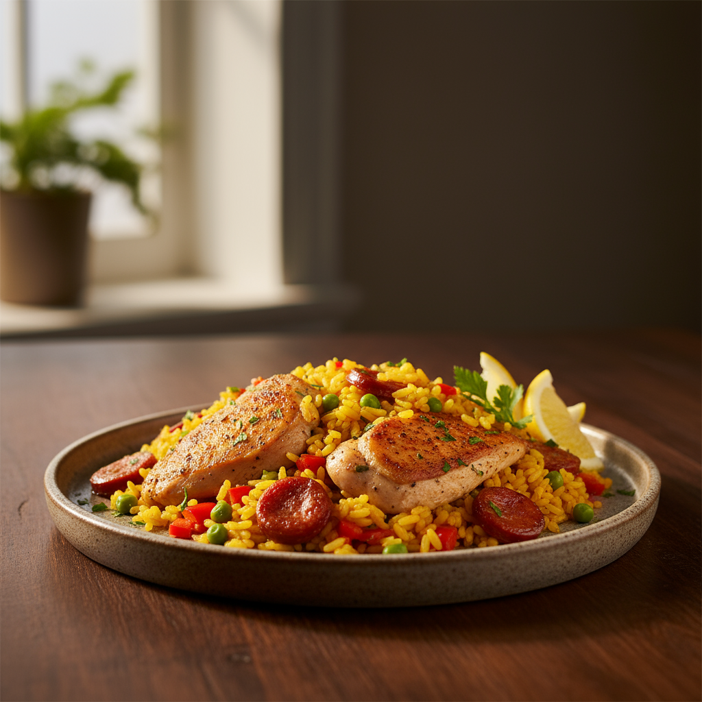 Rice cooker Spanish chicken rice