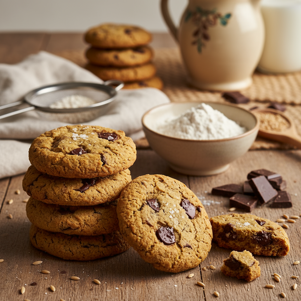 Spelt choc-chip cookies