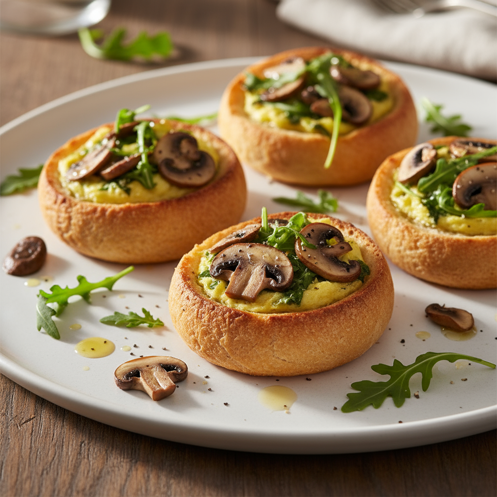 Rocket and mushroom pies