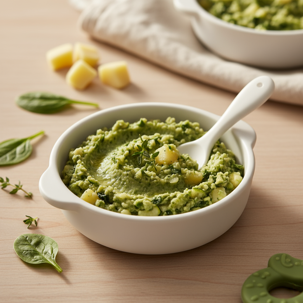 Zucchini, potato and spinach mash