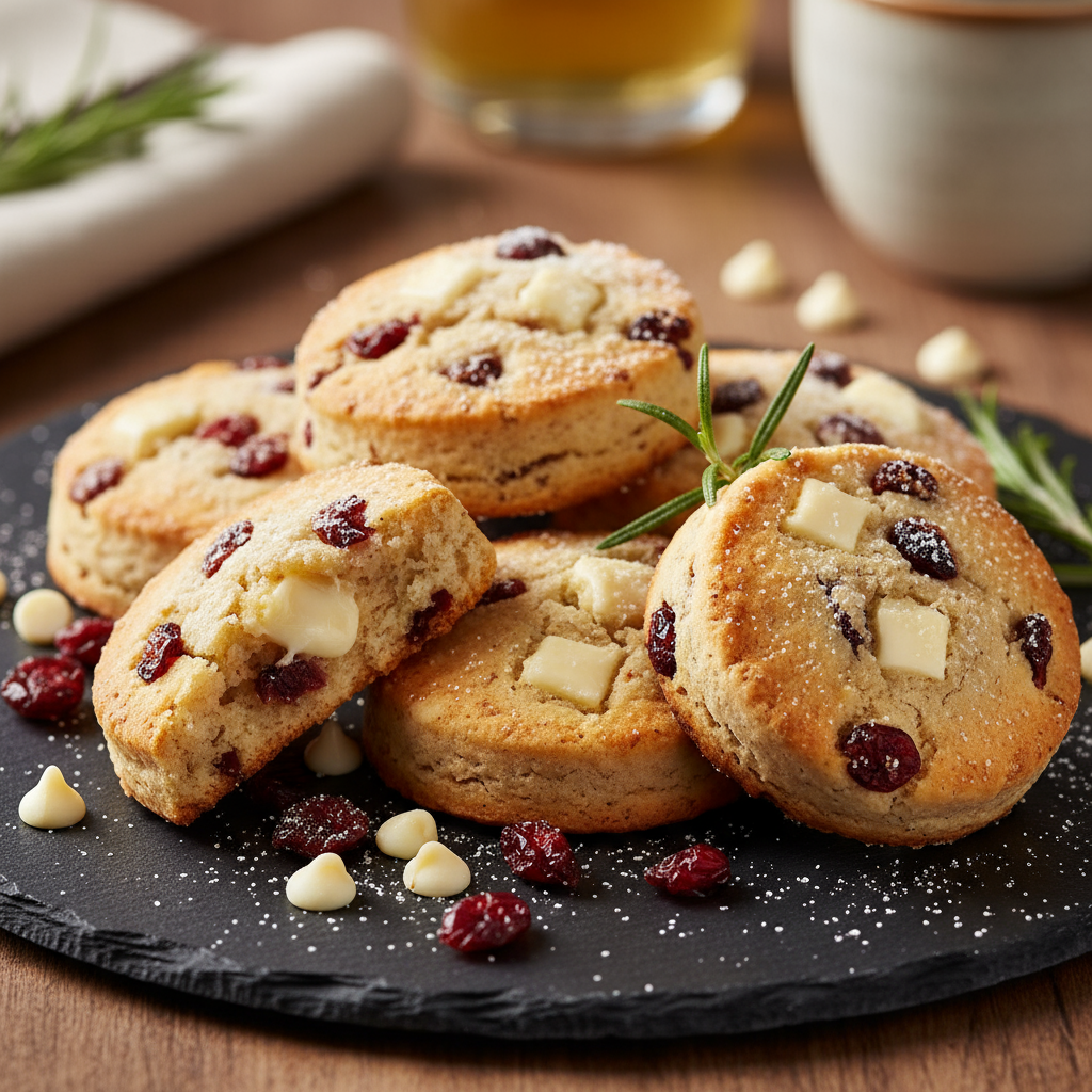 White chocolate and cranberry biscuits