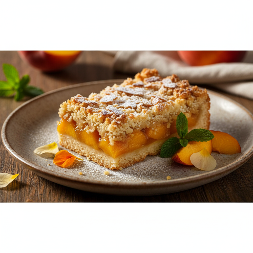 Peach crumble slice