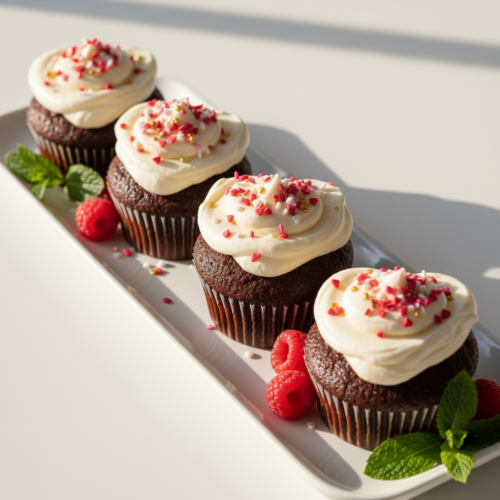 Valentines Day heart-shaped cupcakes
