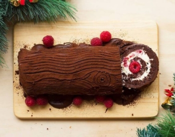 Chocolate raspberry yule log