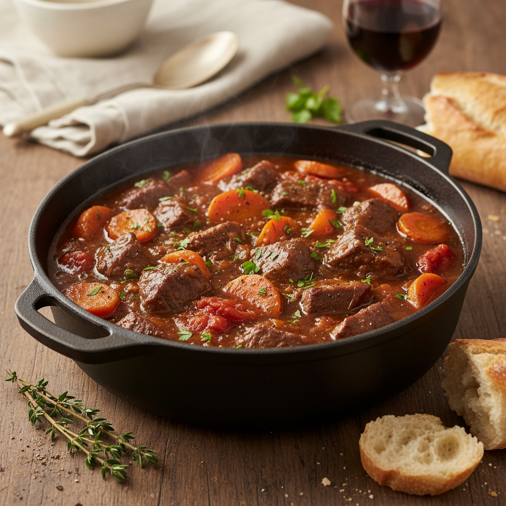 Rich beef and carrot casserole