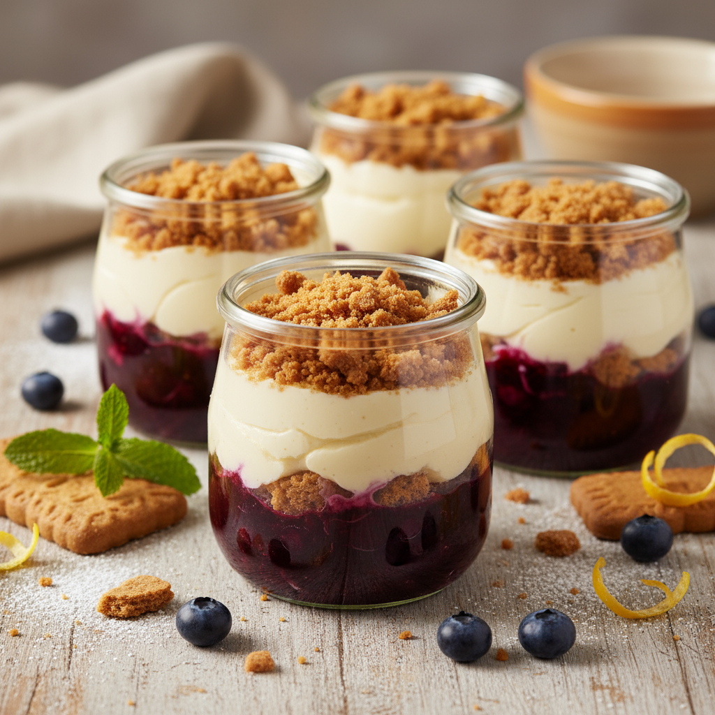Upside down blueberry cheesecakes