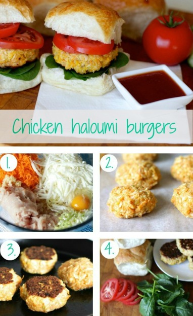 Chicken haloumi burgers