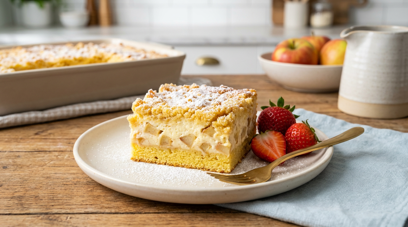 Apple and sour cream slice