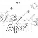Months of the year colouring pages for kids: April