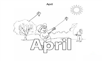 Months of the year colouring pages for kids: April