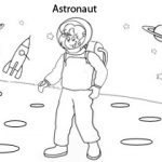 Occupation colouring pages: Astronaut