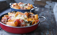 Baked penne with fennel meatballs