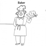 Occupation colouring pages: Baker