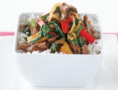 Chilli beef with choy sum