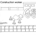 Occupation colouring pages: Construction worker