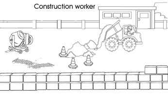 Occupation colouring pages: Construction worker