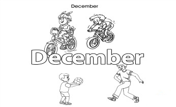 Months of the year colouring pages for kids: December