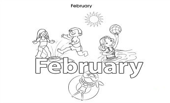 Months of the year colouring pages for kids: February