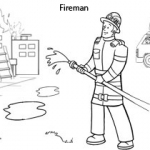 Occupation colouring pages: Fireman