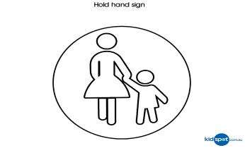 Traffic sign colouring pages for kids: Hold hands sign